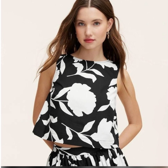kate spade Tops - Kate Spade- Target Classic Rose Black and White Floral Tank Top Size Small